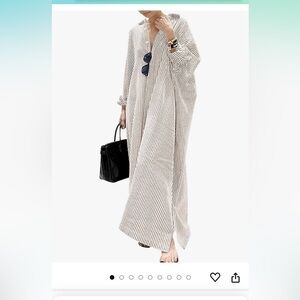 Size large white and tan striped dress with pockets